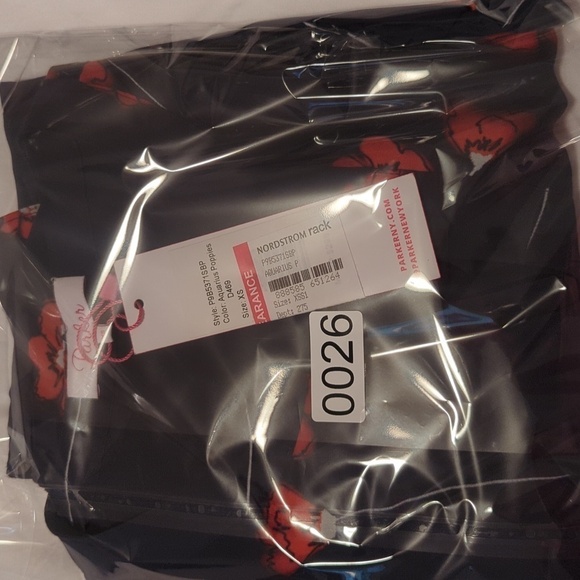 Parker Womens Silk Violet Dress XS Red White Blue Floral Flutter Sleeve Shift - Picture 9 of 9